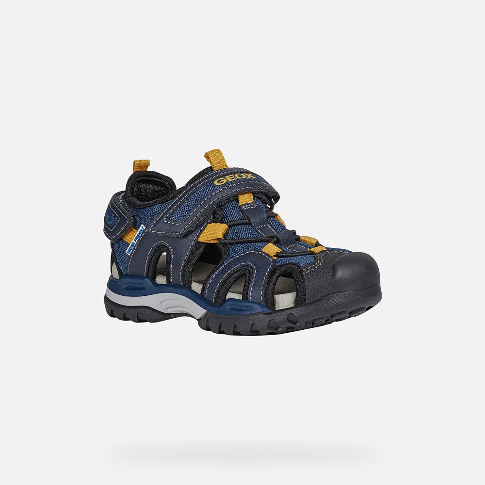 Geox Sandals Navy/Yellow Borealis - Geox Boys Shoes - WKBTDY736